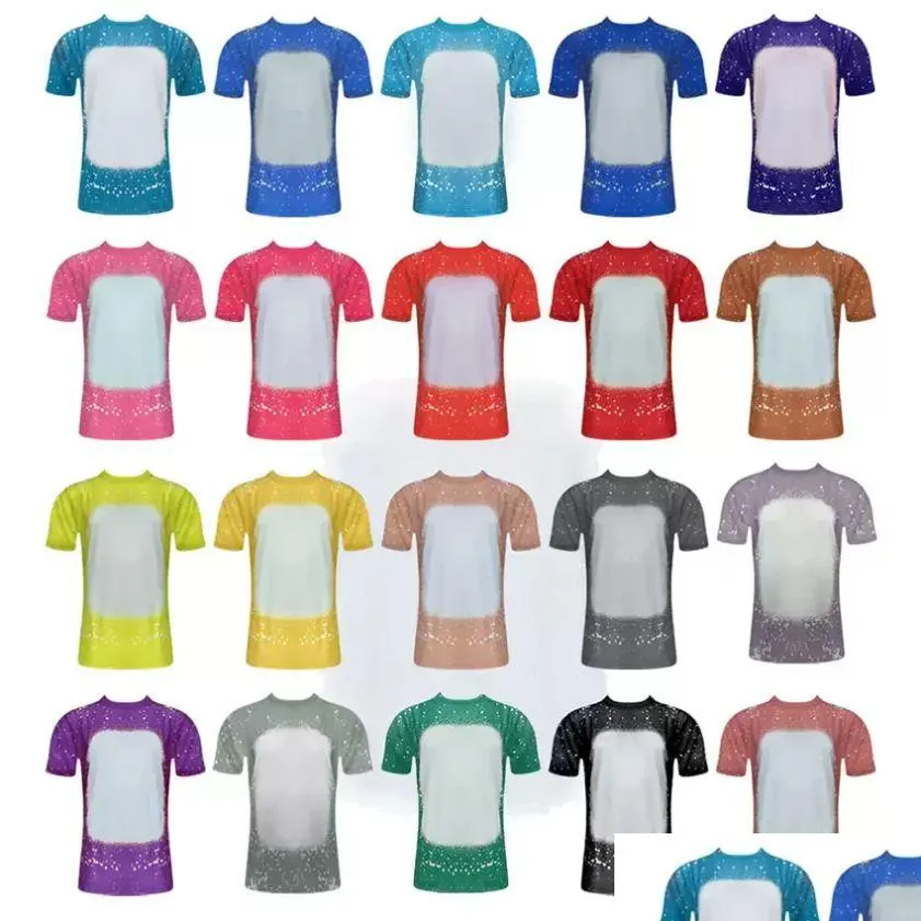 us men women party supplies sublimation bleached shirts heat transfer blank bleach shirt bleached polyester tshirts