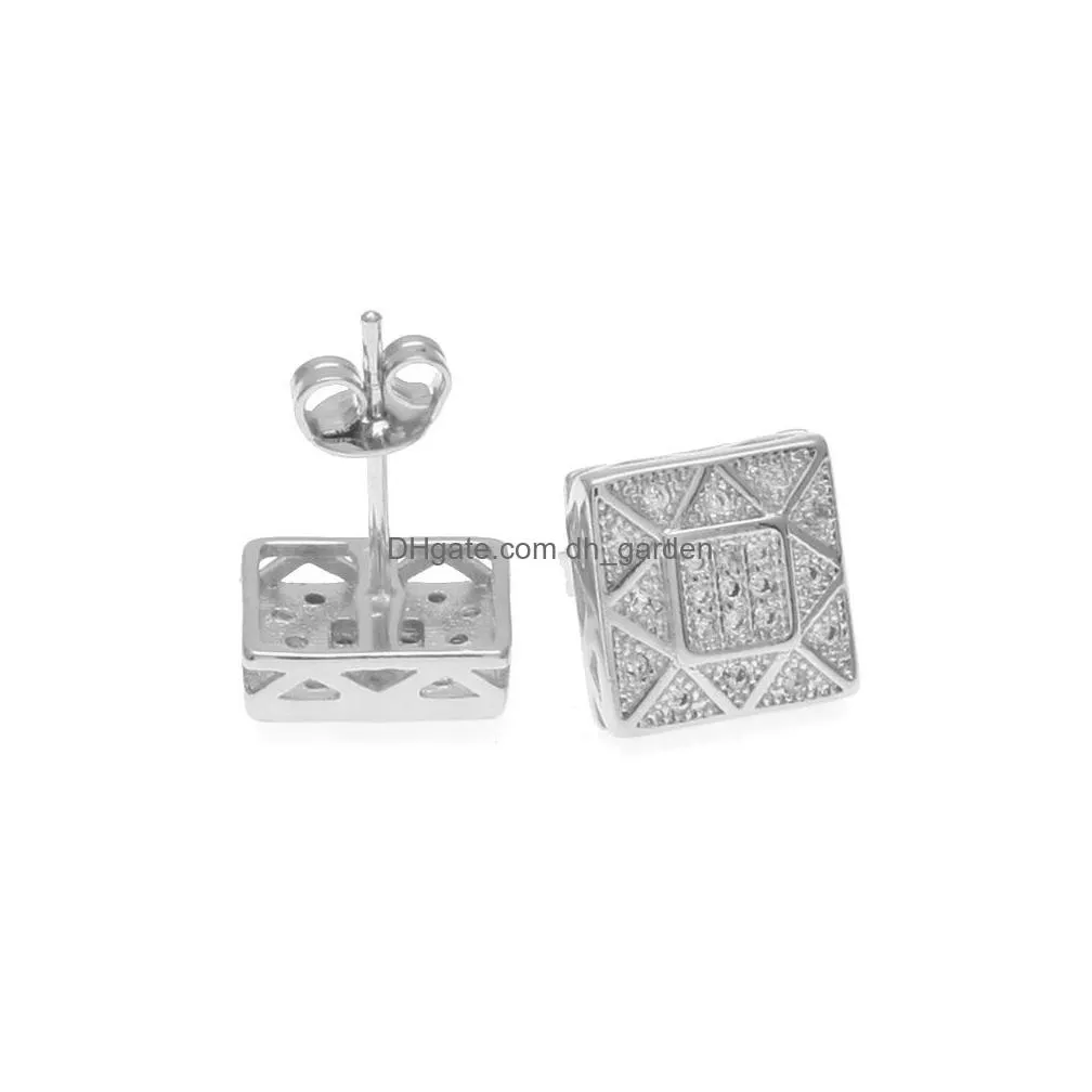 hip hop gold silver earrings for mens womens hiphop jewelry luxury earrings accessories gold plated square earrings