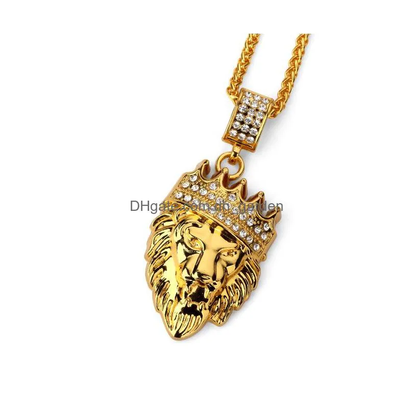 hot mens hip hop jewelry 18k gold plated fashion bling bling  head iced out pendant mens necklace gold filled for gift/present