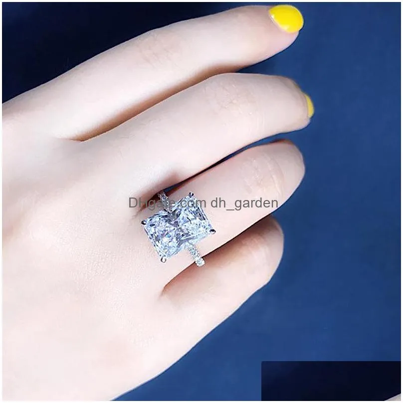 925 sterling silver ring cut 5ct diamond moissanite square engagement wedding band rings for women gift