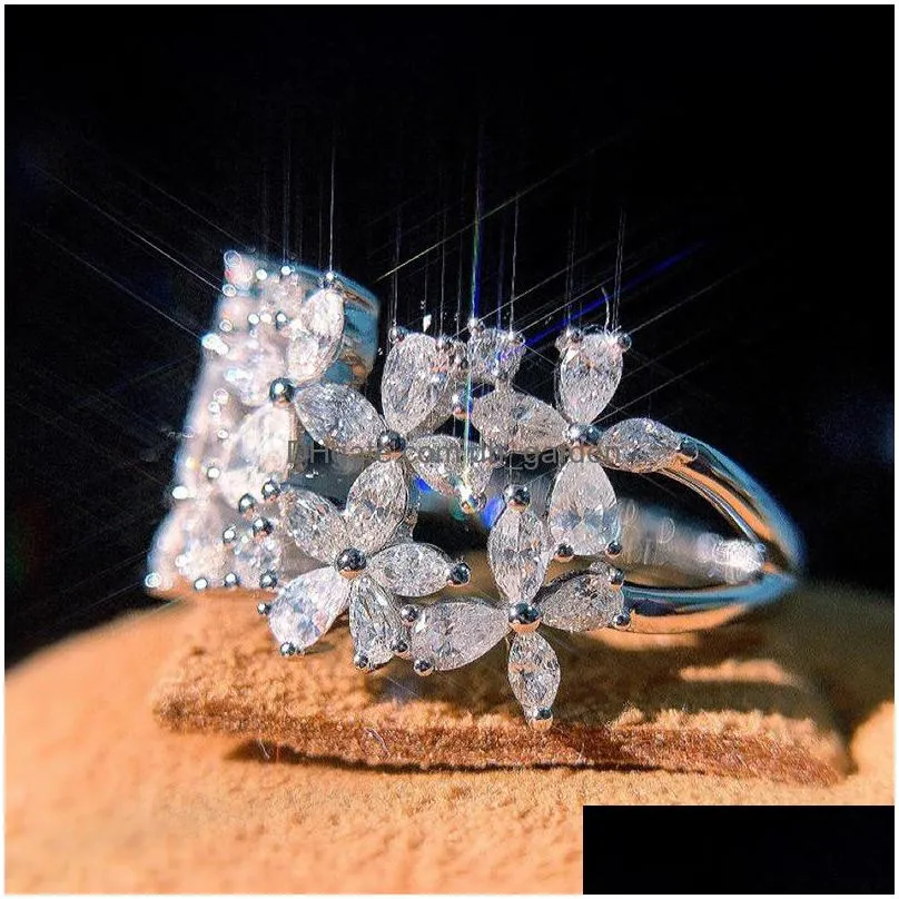 sparkling 925 sterling silver marquise cut moissanite diamond rings party women wedding leaf band ring gift hip hop jewelry