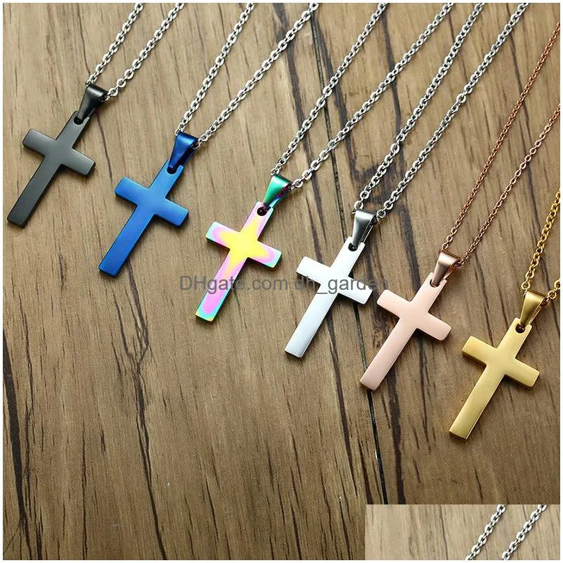 gold silver mens cross pendant necklaces stainless steel cuban link chain necklace popular mens 14k gold chains mens jewelry gift
