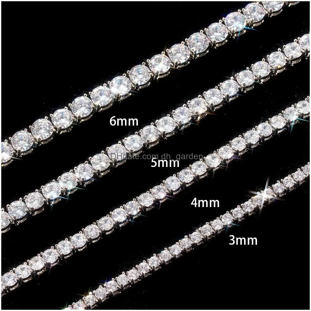 iced out tennis chain hip hop bling jewelry mens necklace silver gold diamond necklaces 3mm 4mm 5mm 6mm