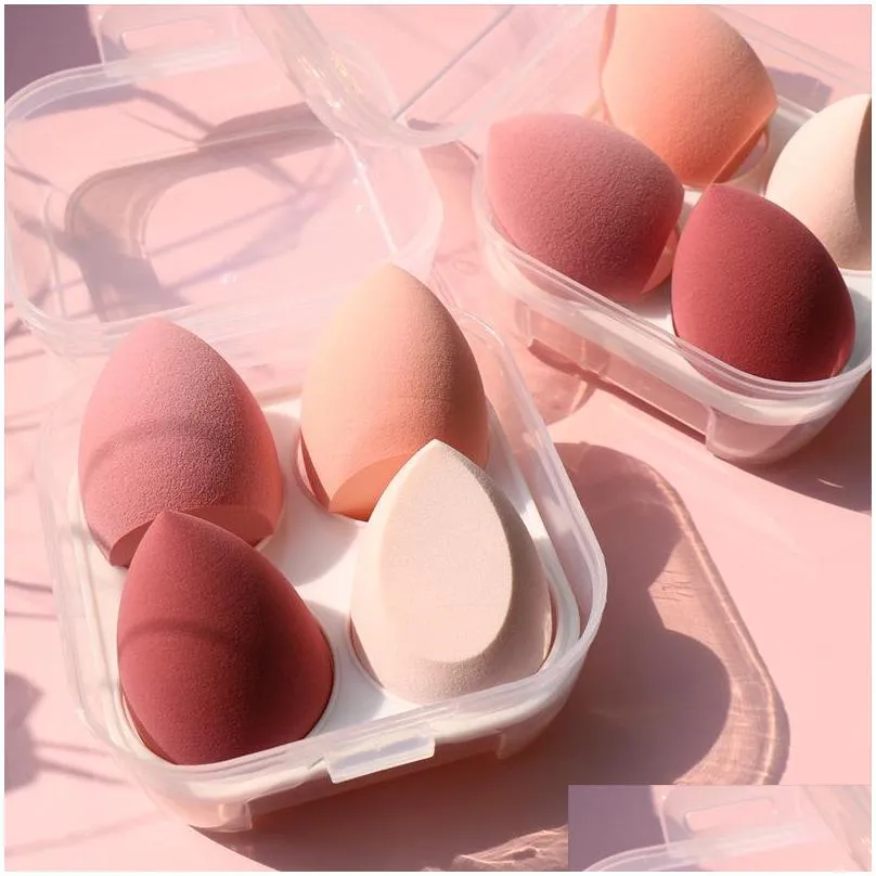 4pcs makeup blender cosmetic puff sponge with storage box foundation powder beauty tools women make up accessories