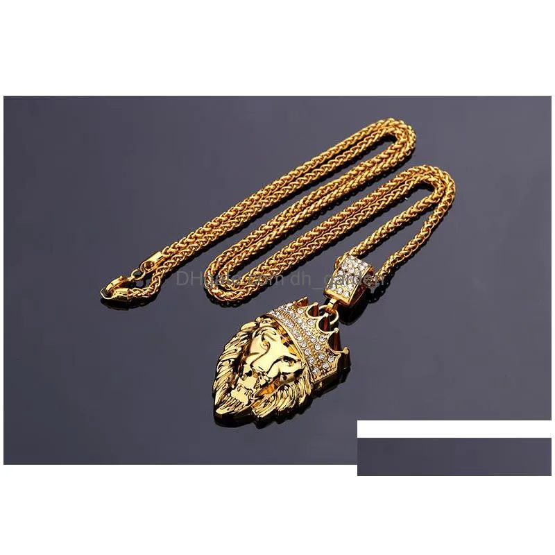 hot mens hip hop jewelry 18k gold plated fashion bling bling  head iced out pendant mens necklace gold filled for gift/present