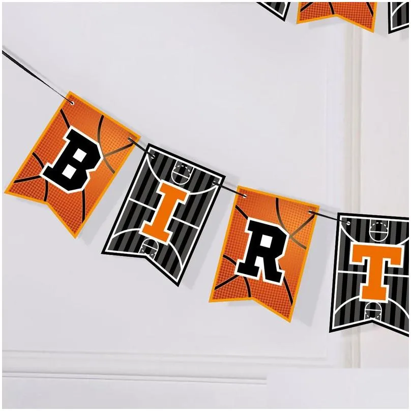 other event party supplies 39pc basketball theme party diy decoration sports boys birthday pull flag cake insert card balloon birthday party supplies set