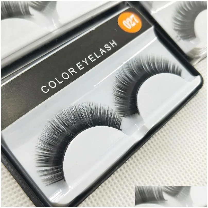 false eyelashes handmade natural long curl thick soft fake eye lash extensions flair black color eyelash terrier strip lashes 027