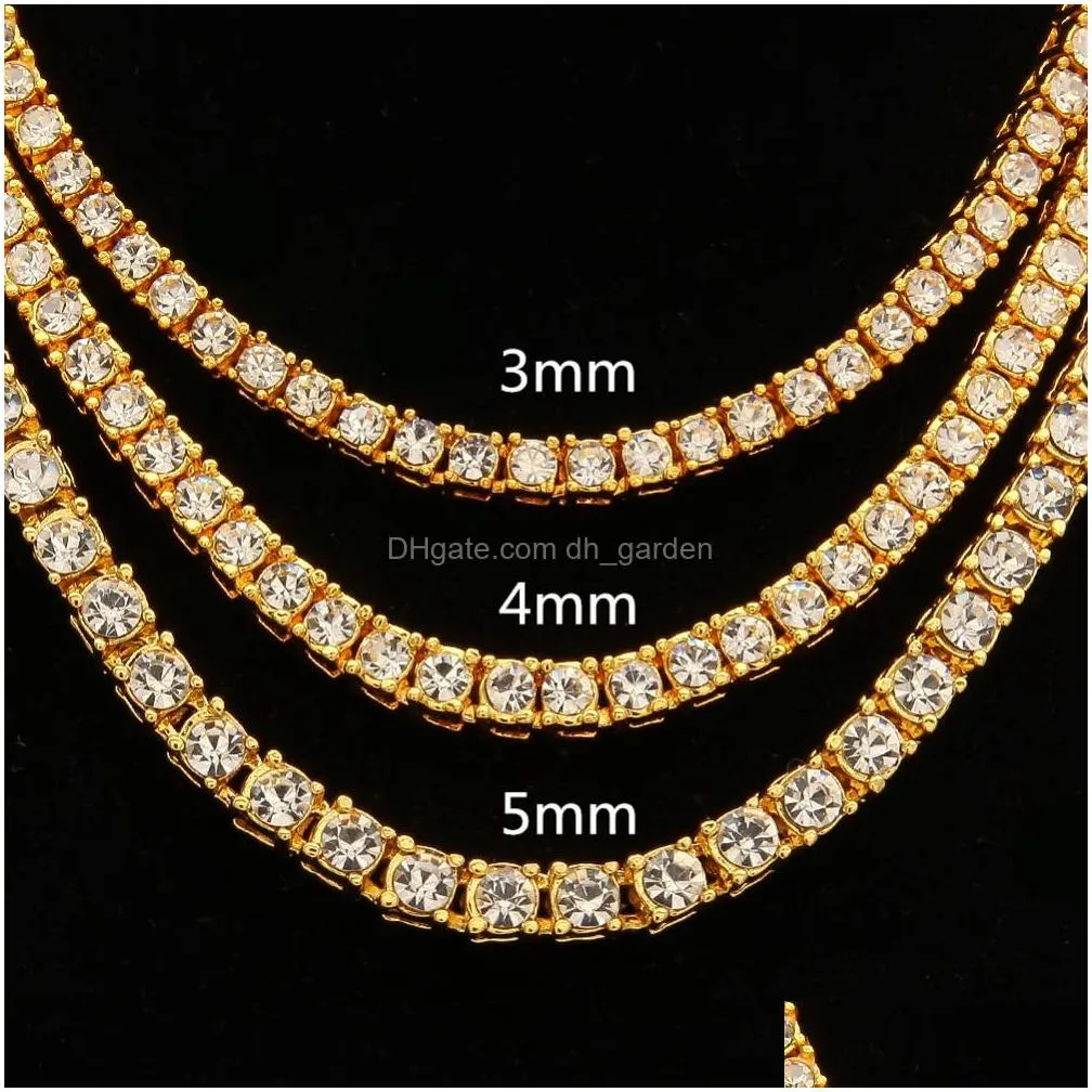 iced out chains jewelry diamond tennis chain mens hip hop jewelry necklace 3mm 4mm gold silver chain necklaces