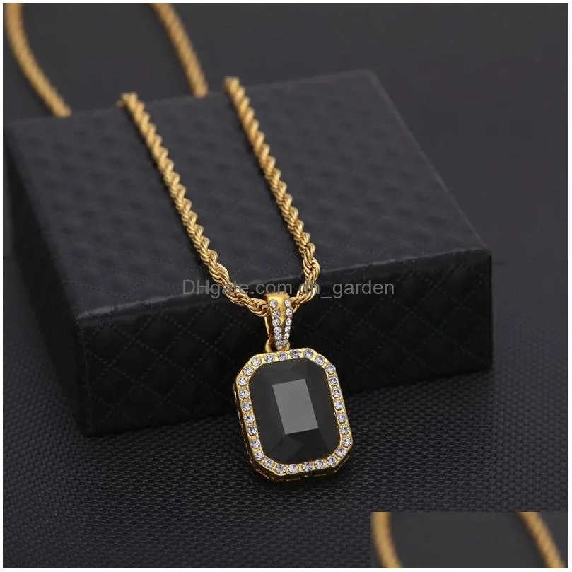 mens mini ruby pendant necklace gold cuban link chain fashion hip hop necklaces jewelry for men gift