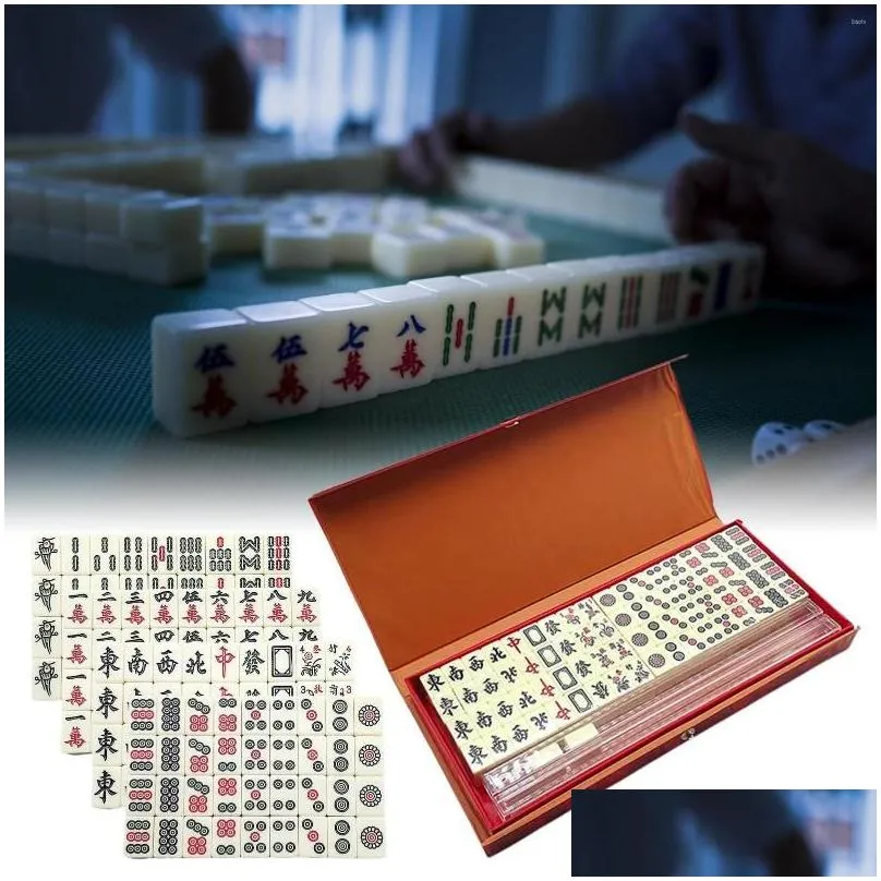 party masks mahjong sets miniature chinese game set with 2 spare cards 144 minitiles tile travel board