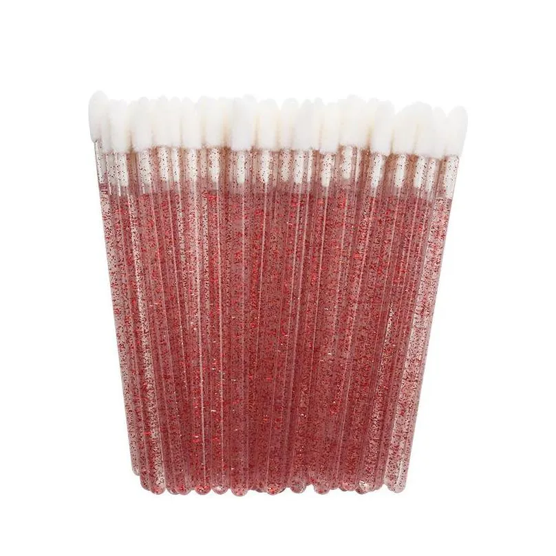 wholesale 50pcs/bag disposable crystal pole lip brush portable lipstick brush beauty makeup tools disposable lip brush