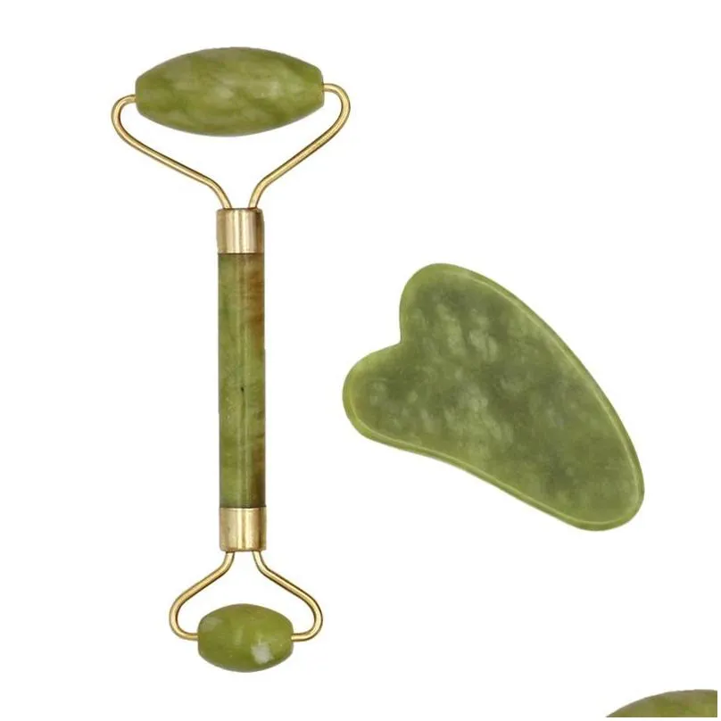 face massager jade stone face massage roller gua sha scraper board wholesale in bulk make up tools