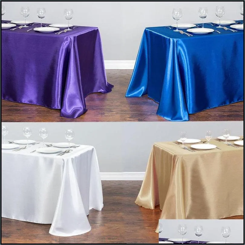 1pcs solid color satin table cloth cloth cover overlay for birthday wedding banquet restaurant festival party supply 220513