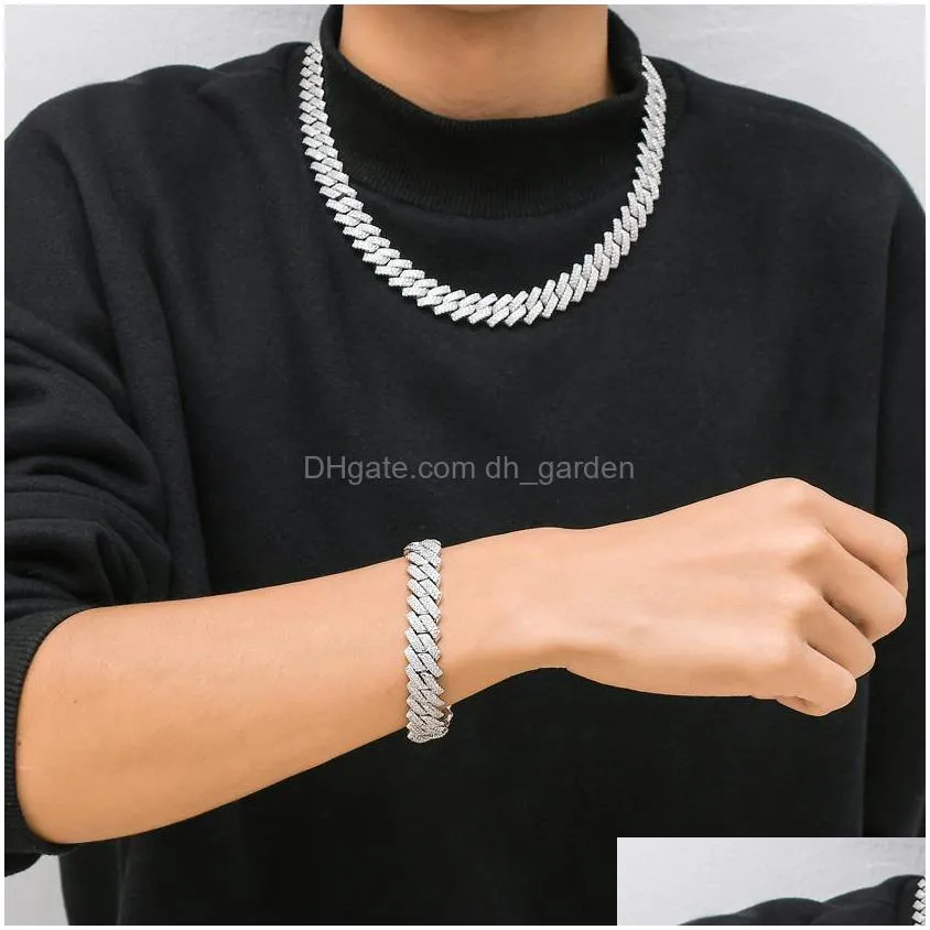 iced out chains for men  cuban link necklace diamond micro paved cz gold silver chain fashion hip hop jewelry