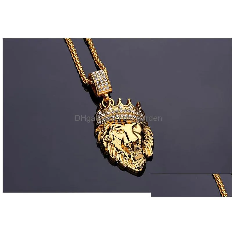 hot mens hip hop jewelry 18k gold plated fashion bling bling  head iced out pendant mens necklace gold filled for gift/present