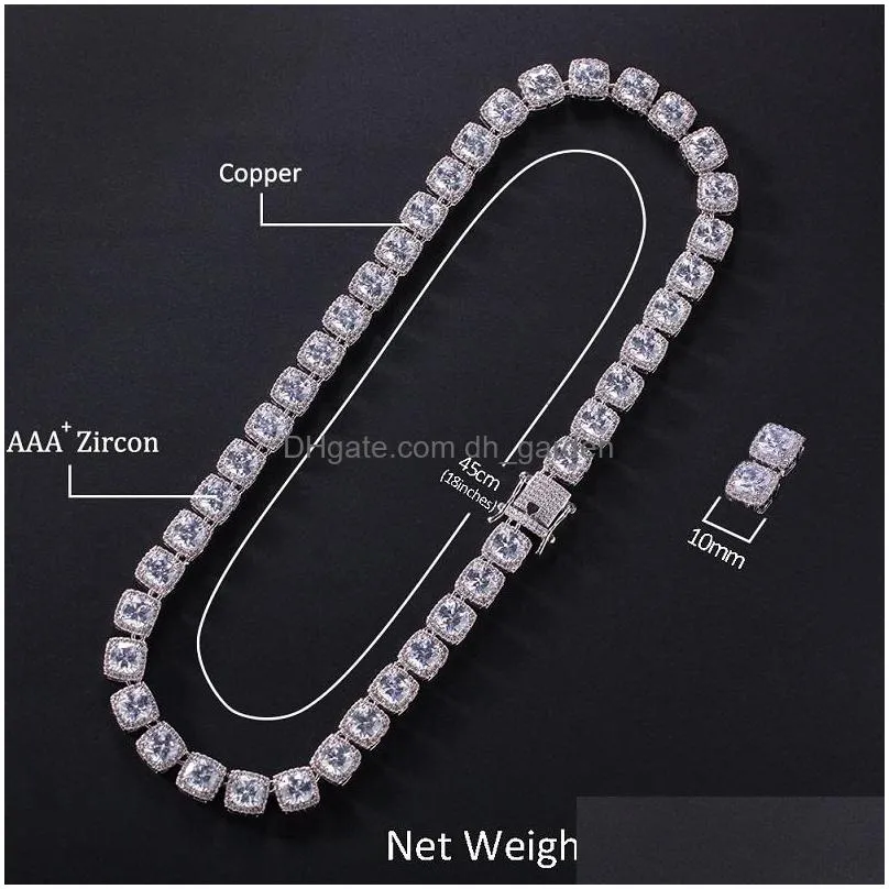 mens iced out diamond tennis chain necklace bracelet square zircon necklaces 7inch24inch hip hop bling chains jewelry