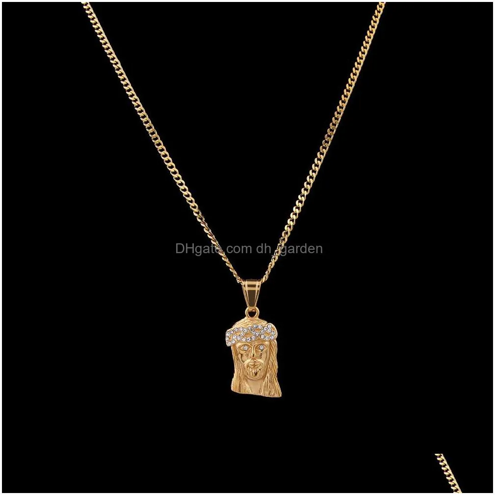 mens hip hop necklace jewelry fashion stainless steel jesus piece pendant necklace high quality gold necklace
