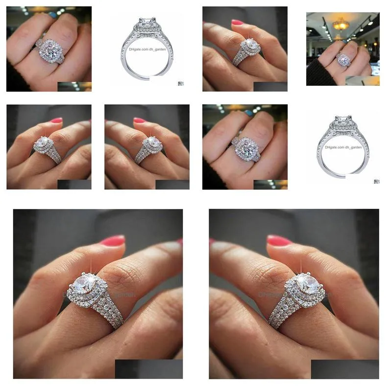 2020 new womens wedding rings fashion silver square gemstone engagement rings jewelry simulated diamond ring for wedding