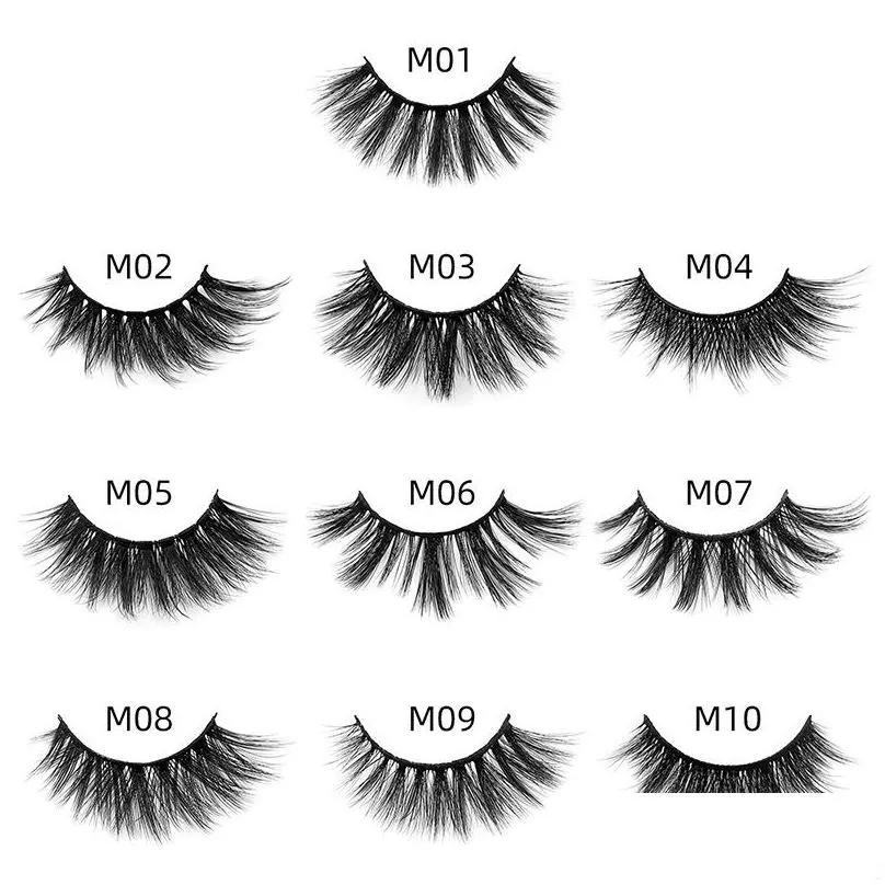 new arrival 3d mink eyelashes thick real mink hair false lashes eye lash makeup extension fake eyelashes 10 styles