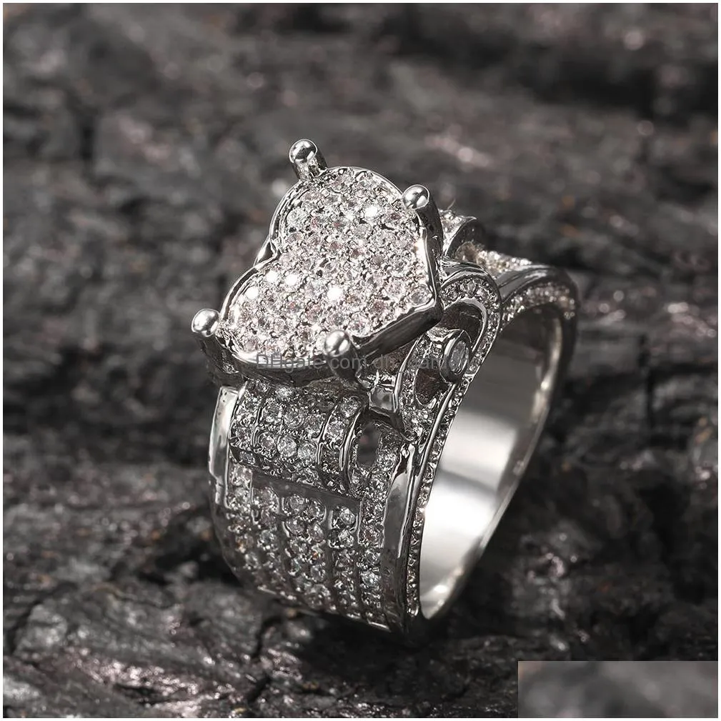 hip hop new mens big love men ring famous brand iced out micro pave cz rings punk rap jewelry