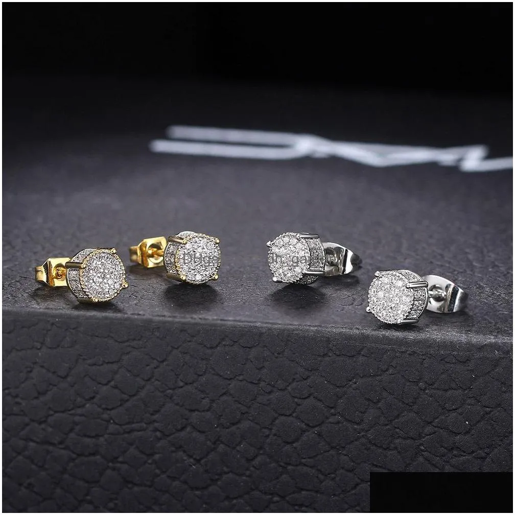 mens hip hop stud earrings jewelry new fashion gold silver simulated cz a variety of styles diamond earring