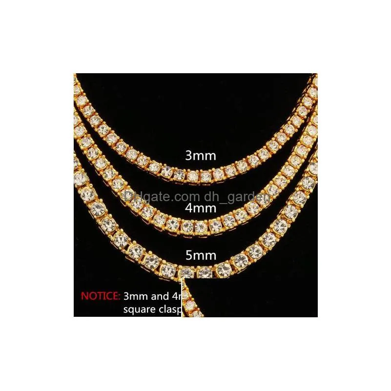 iced out chains jewelry diamond tennis chain mens hip hop jewelry necklace 3mm 4mm gold silver chain necklaces