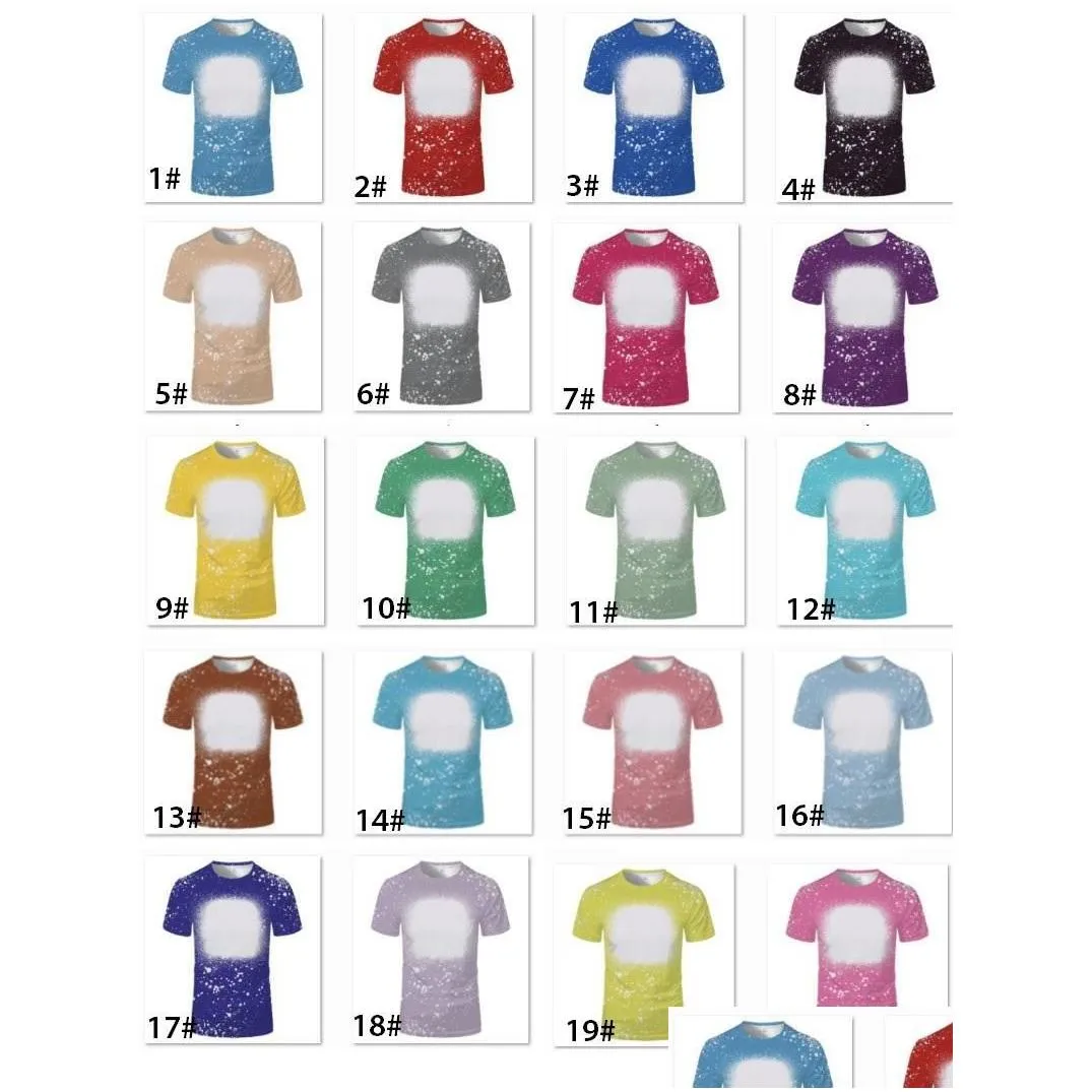 us men women party supplies sublimation bleached shirts heat transfer blank bleach shirt bleached polyester tshirts
