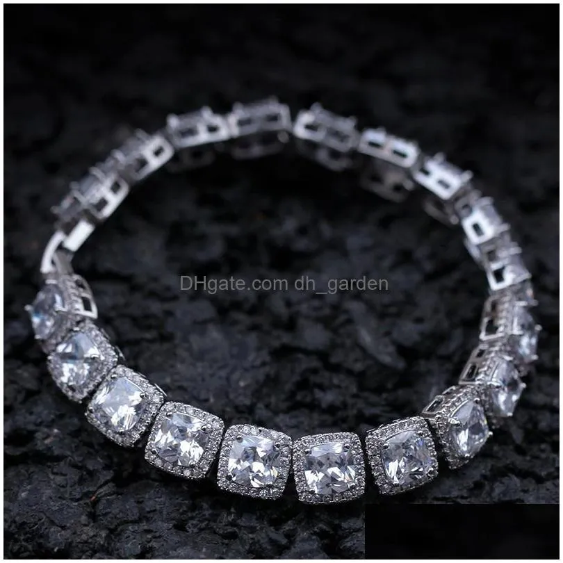 mens iced out diamond tennis chain necklace bracelet square zircon necklaces 7inch24inch hip hop bling chains jewelry