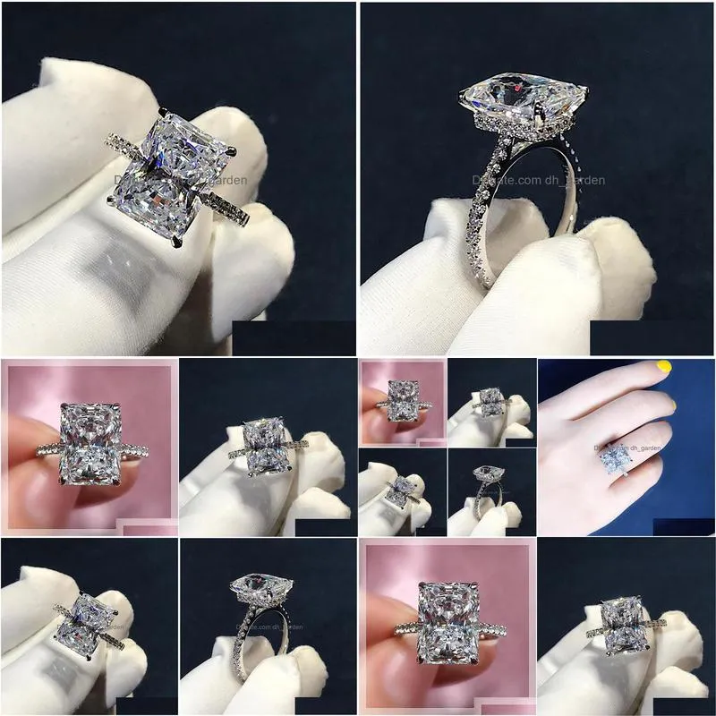 925 sterling silver ring cut 5ct diamond moissanite square engagement wedding band rings for women gift