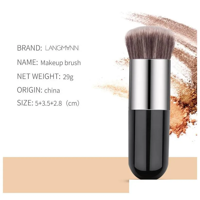 new fashion chubby pier foundation brush flat cream makeup brushes professional cosmetic highlight loose powder