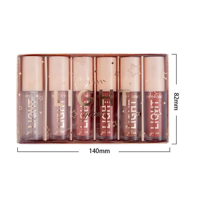 6colors/sets lip gloss fashion liquid lipstick lipgloss set natural moisturizer waterproof velvet lips glosses gift box