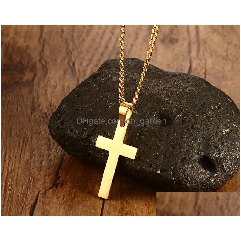 gold silver mens cross pendant necklaces stainless steel cuban link chain necklace popular mens 14k gold chains mens jewelry