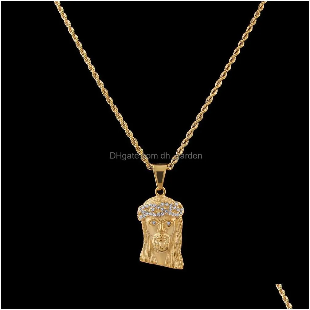 mens hip hop necklace jewelry fashion stainless steel jesus piece pendant necklace high quality gold necklace