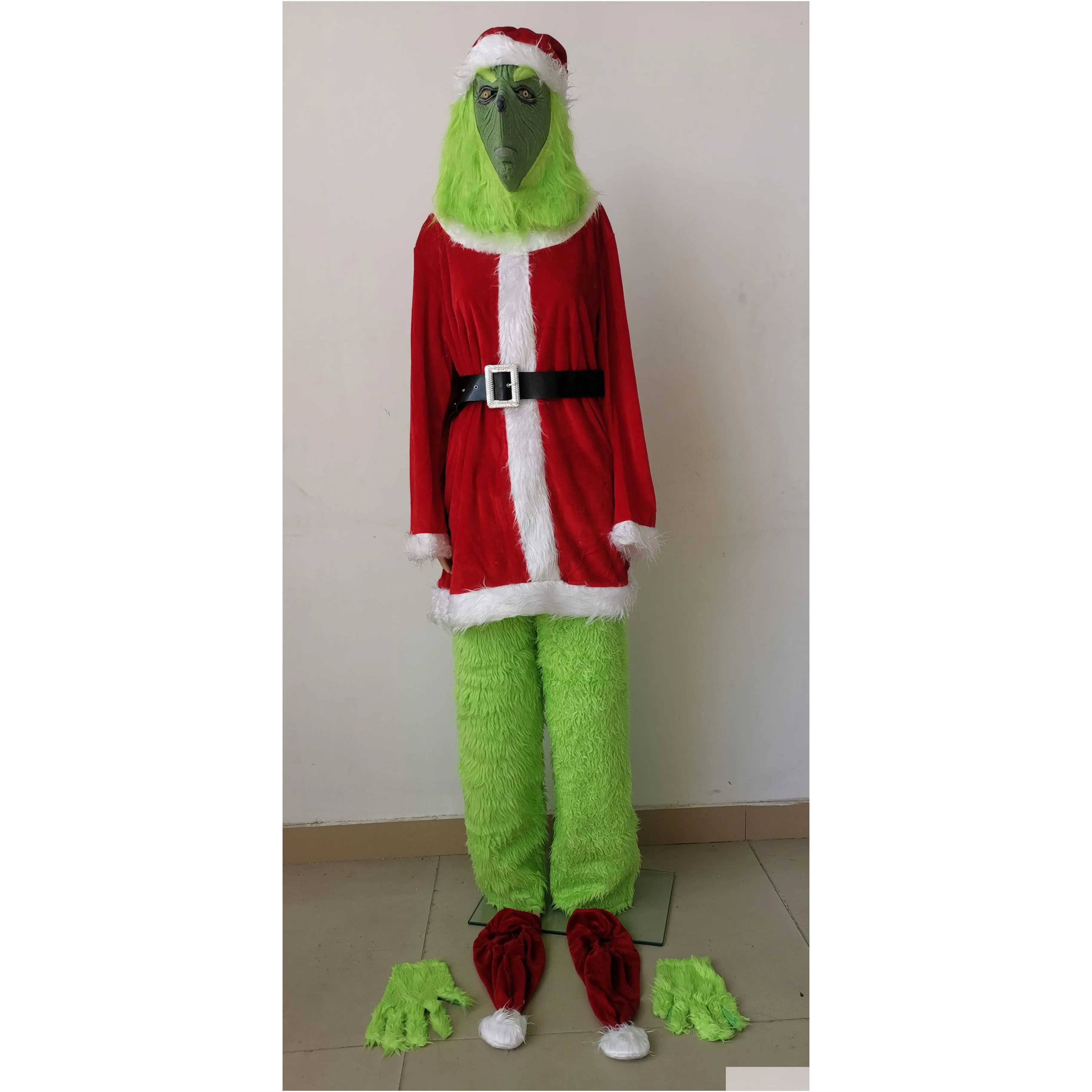 the green monster christmas cosplay costume christmas outfits with mask hats props xmas gift