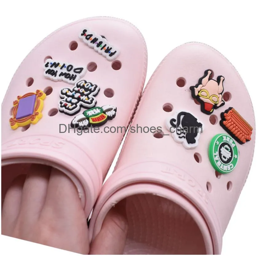 mix shoe parts accessories shoes cute cartoon garden shoe charms pvc clog croc charm buckle fashion shoe accessories bracelet wristband decoration gift