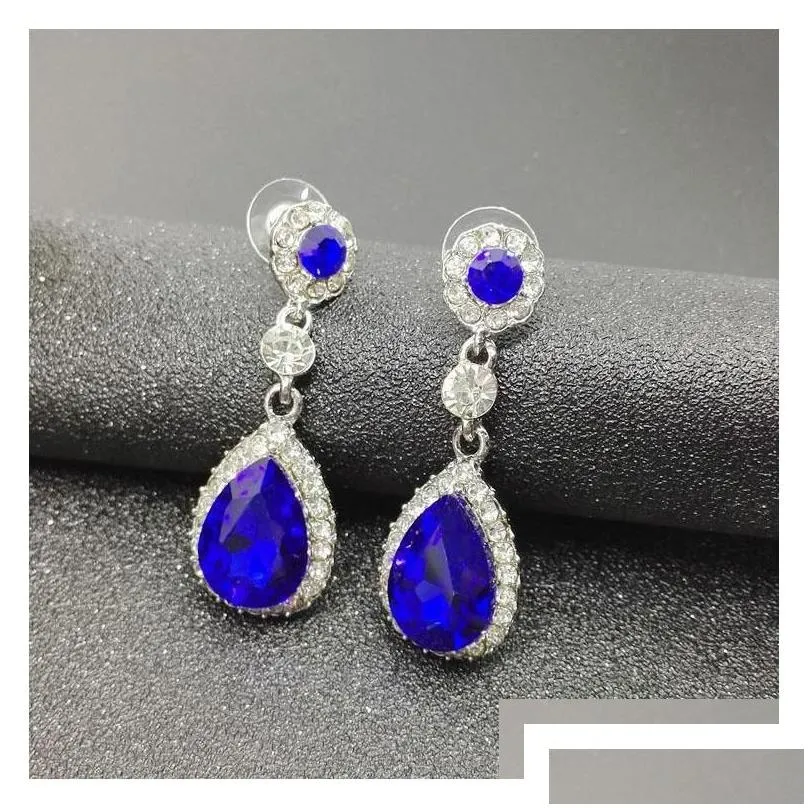 Jewelry Fashion Bridal Crystals Earrings Sier Rhinestones Long Drop Earring 5 Colors Wedding Gift Delivery Party Events Accessories