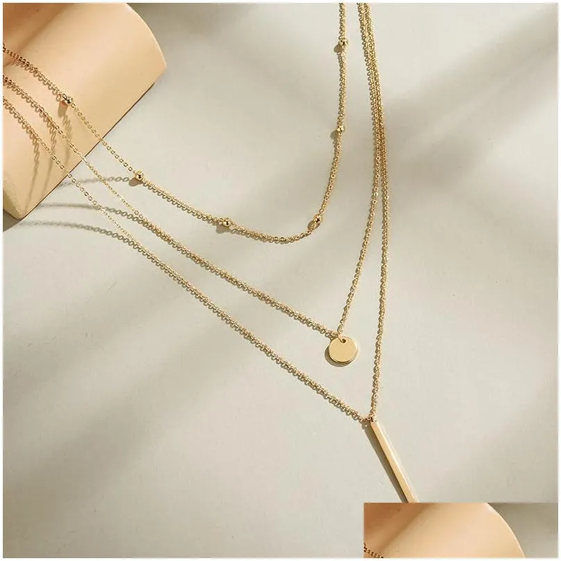 Pendant Necklaces New 925 Sterling Sier Mti Layer Choker Necklace Round Long Pendants Gift For Women Fine Accessories Nk115 Aliexpre