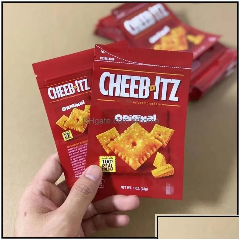 Packing Bags Cheebltz Original Packaging Bags Mylar Edibles Resealable Crackers 600Mg 28G Biscuit Storage Package Packing Empty Bag