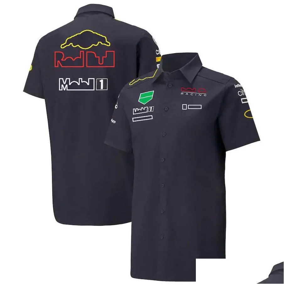 2022 new f1 team racing suit mens shortsleeved lapel shirt overalls shirt custom oversized