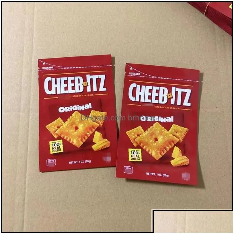 Packing Bags Cheebltz Original Packaging Bags Mylar Edibles Resealable Crackers 600Mg 28G Biscuit Storage Package Packing Empty Bag