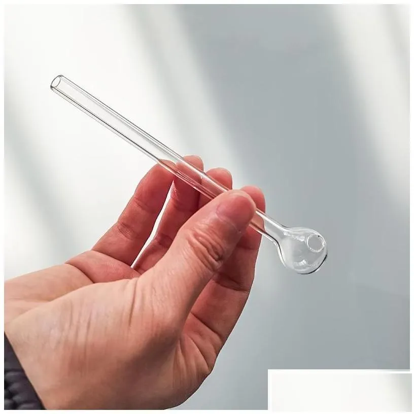 Smoking Pipes Glass Oil Burner Pipe Clear Tubes Tobcco Small Ball Water Bubbler Thick Tube 4 7 Inch Pyrex Nail Tips Mini Transparent