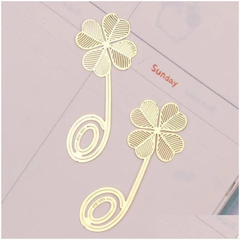 1pc New Fourleaf Clover Reading Metal Clip Bookmark Gift Book Mark For Kids jllTJp