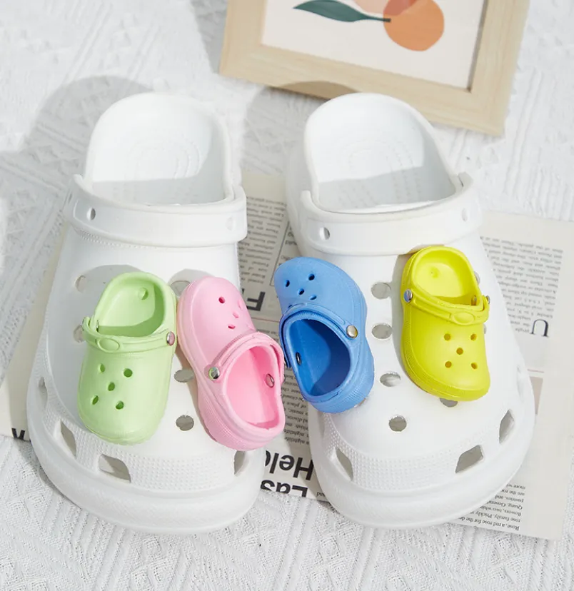 shoe accessories shoes cute cartoon garden shoe charms pvc clog croc charm buckle small shoes a small simulation mini diy decoration