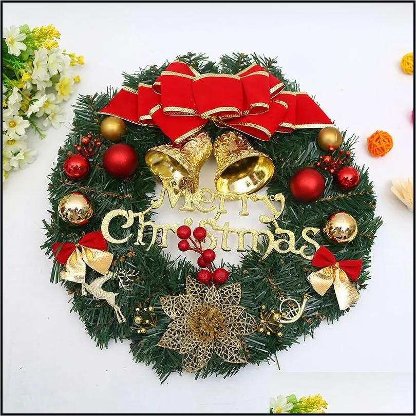 christmas decorations red wreath for front door champagne gold window wall garland ornament guirnalda navidad 220909