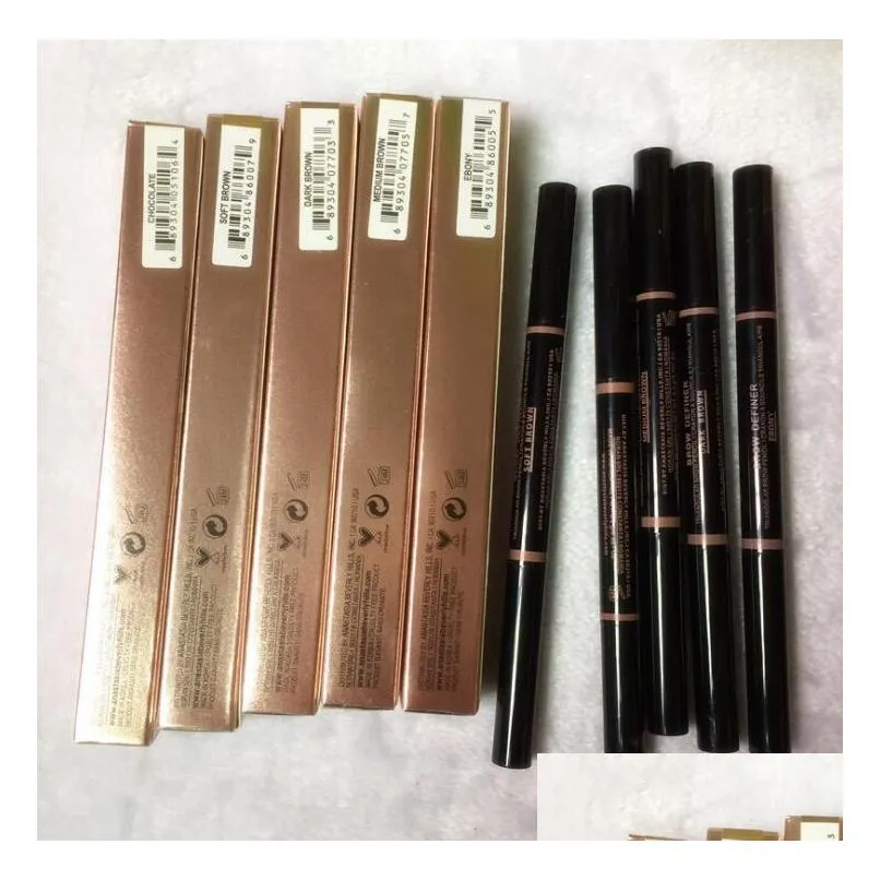 makeup eyebrow enhancers makeup skinny brow pencil gold double ended with eyebrow brush 5 color ebony/medium/soft /dark/chocolate dhs