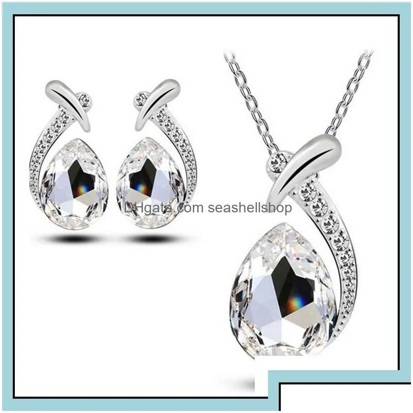 Earrings Necklace Bridesmaid Jewelry Cute Wedding Earings Crystal Jewellery Sier Necklaces Pendants Party Sets Drop Delivery Dhxf1