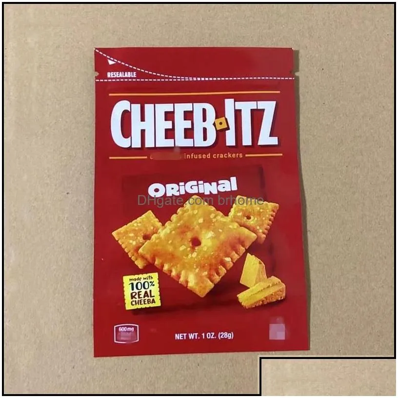 Packing Bags Cheebltz Original Packaging Bags Mylar Edibles Resealable Crackers 600Mg 28G Biscuit Storage Package Packing Empty Bag