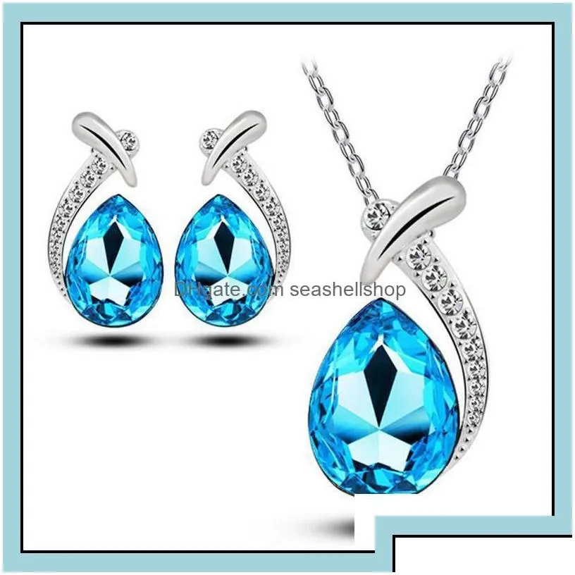 Earrings Necklace Bridesmaid Jewelry Cute Wedding Earings Crystal Jewellery Sier Necklaces Pendants Party Sets Drop Delivery Dhxf1