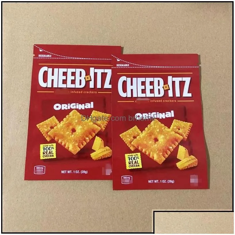 Packing Bags Cheebltz Original Packaging Bags Mylar Edibles Resealable Crackers 600Mg 28G Biscuit Storage Package Packing Empty Bag