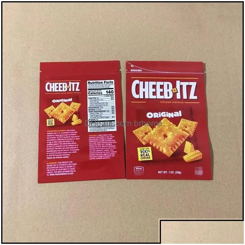 Packing Bags Cheebltz Original Packaging Bags Mylar Edibles Resealable Crackers 600Mg 28G Biscuit Storage Package Packing Empty Bag